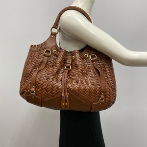 Cole Haan Leather Purse Brown Village Weave F06